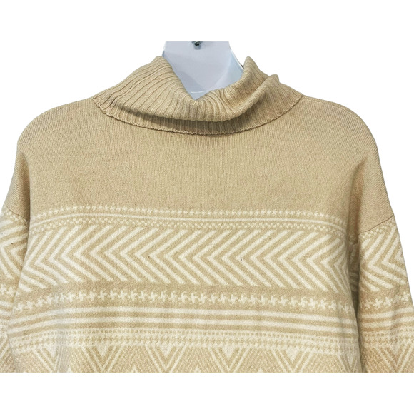 Denim & Co Signature Sz 1X Tunic Sweater Jacquard New Stone Neutral Tan A696705 - Picture 8 of 11